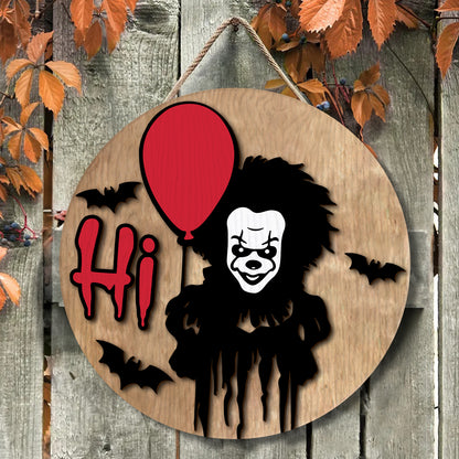 Halloween Welcome Horror IT Character 2 Layered Door Hanger Sign