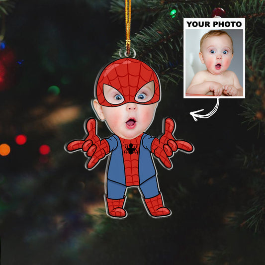 Custom Baby Face Cute Spiderman Christmas Ornament