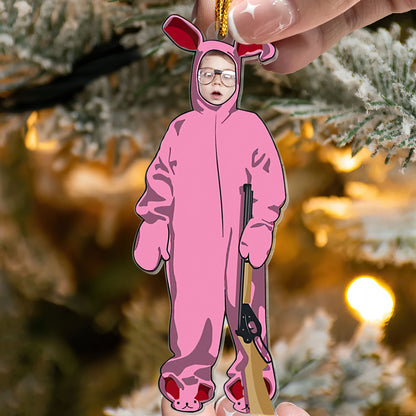 Custom Photo Pink Nightmare Pink Bunny Ornament