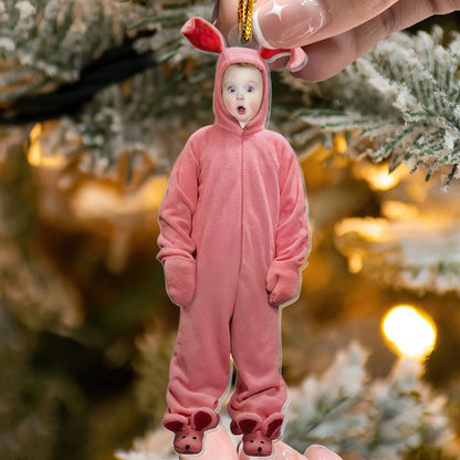 Custom Photo Pink Nightmare Pink Bunny Ornament