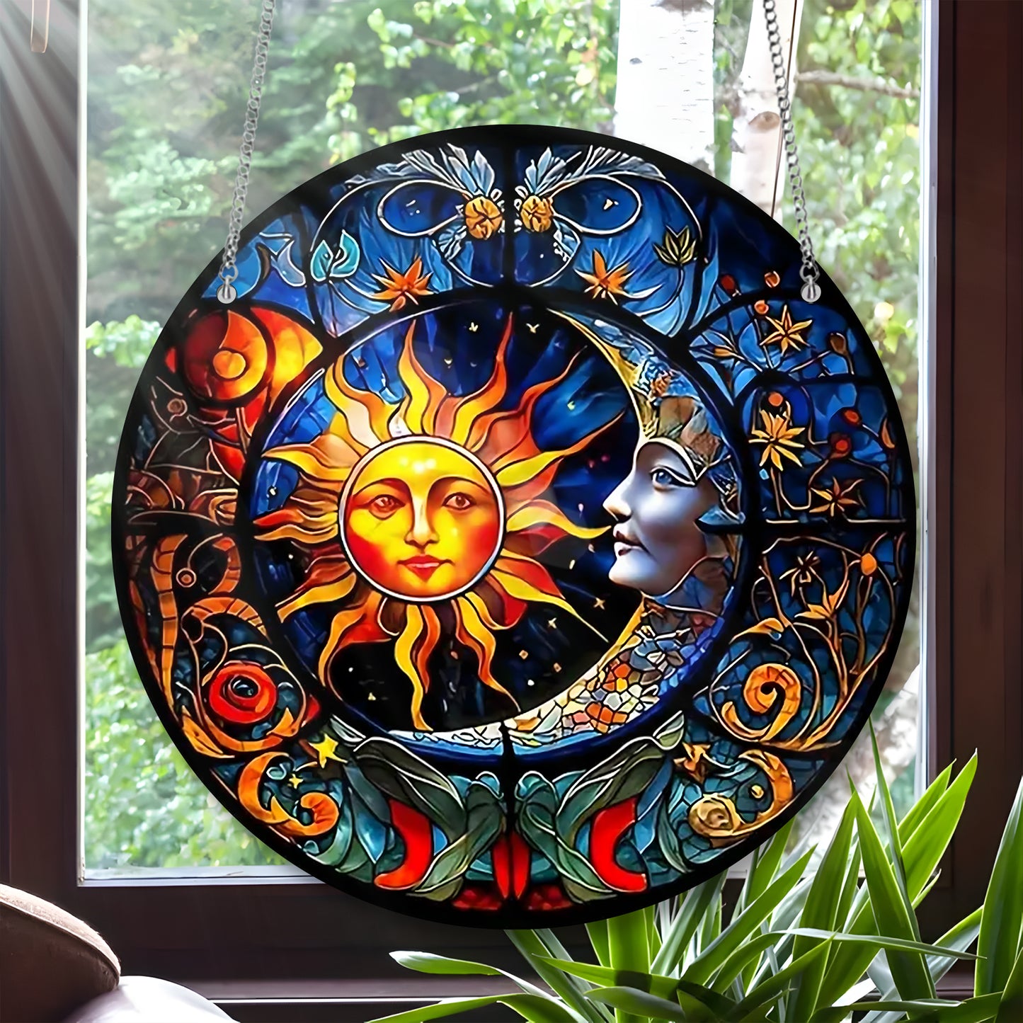 Sun & Moon Nature Acrylic Window Hanging