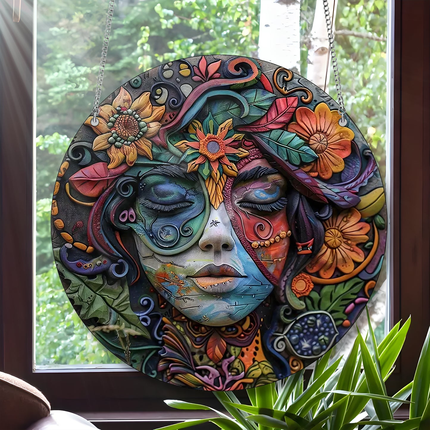 Vibrant Woman Artistic  Acrylic Window Hanging