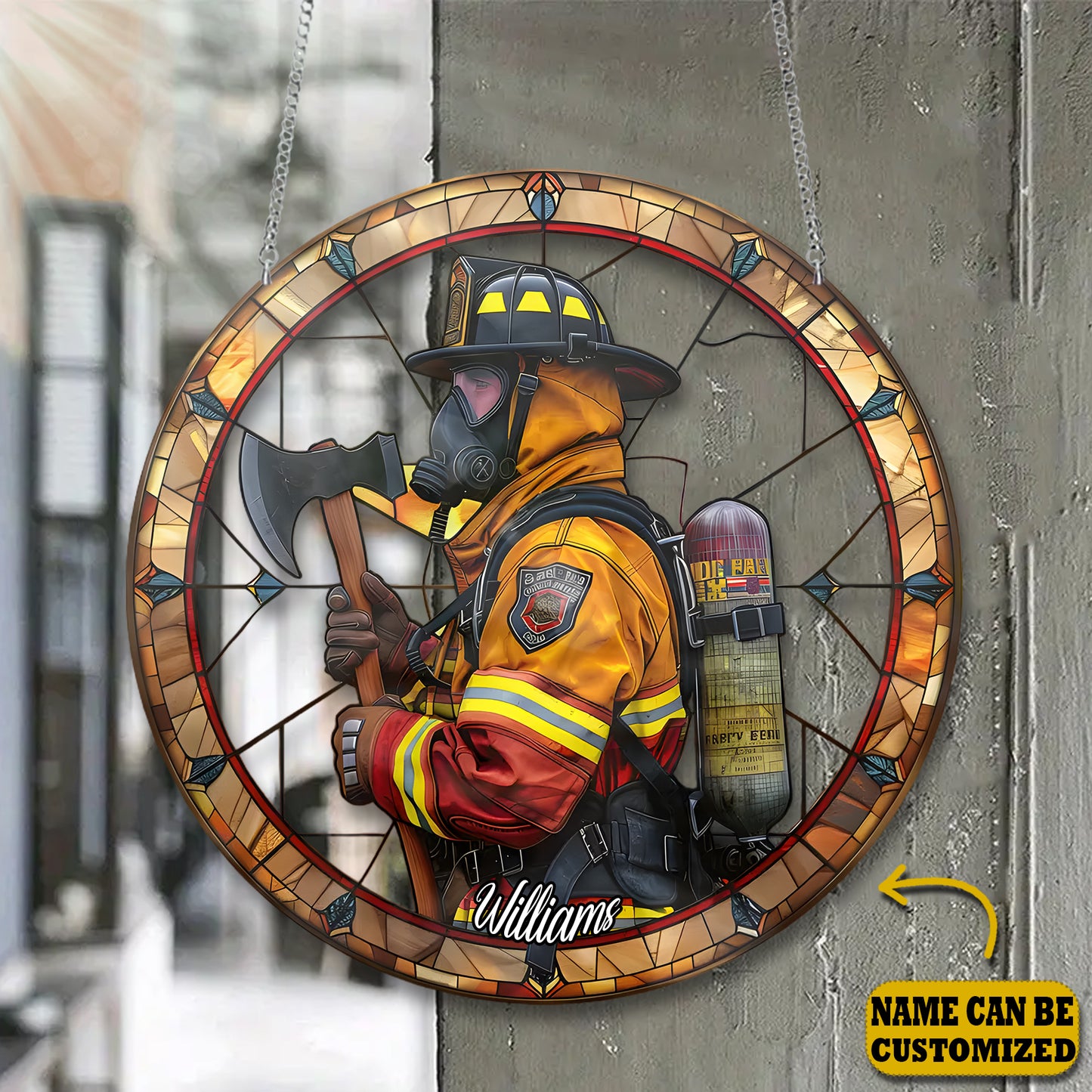 Firefighter Fireman Acrylic Window Hanging