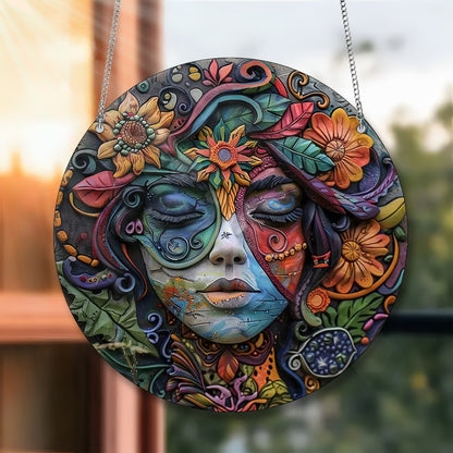 Vibrant Woman Artistic  Acrylic Window Hanging