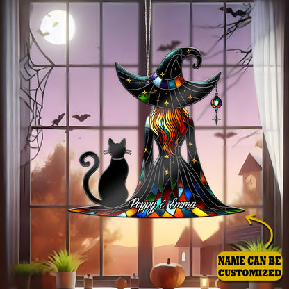 Witch And Cat Acrylic Window Decor