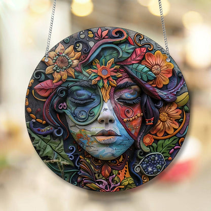 Vibrant Woman Artistic  Acrylic Window Hanging