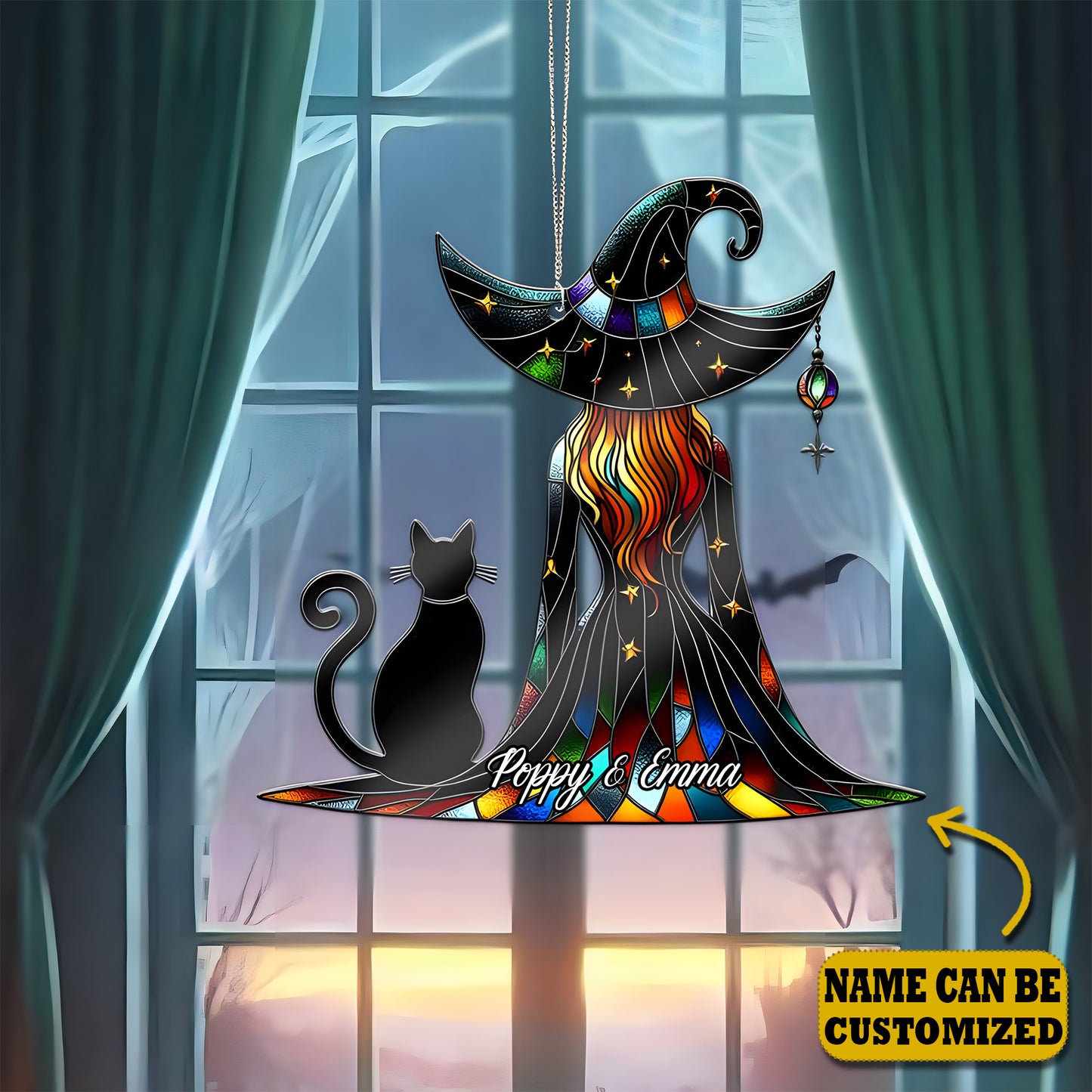 Witch And Cat Acrylic Window Decor