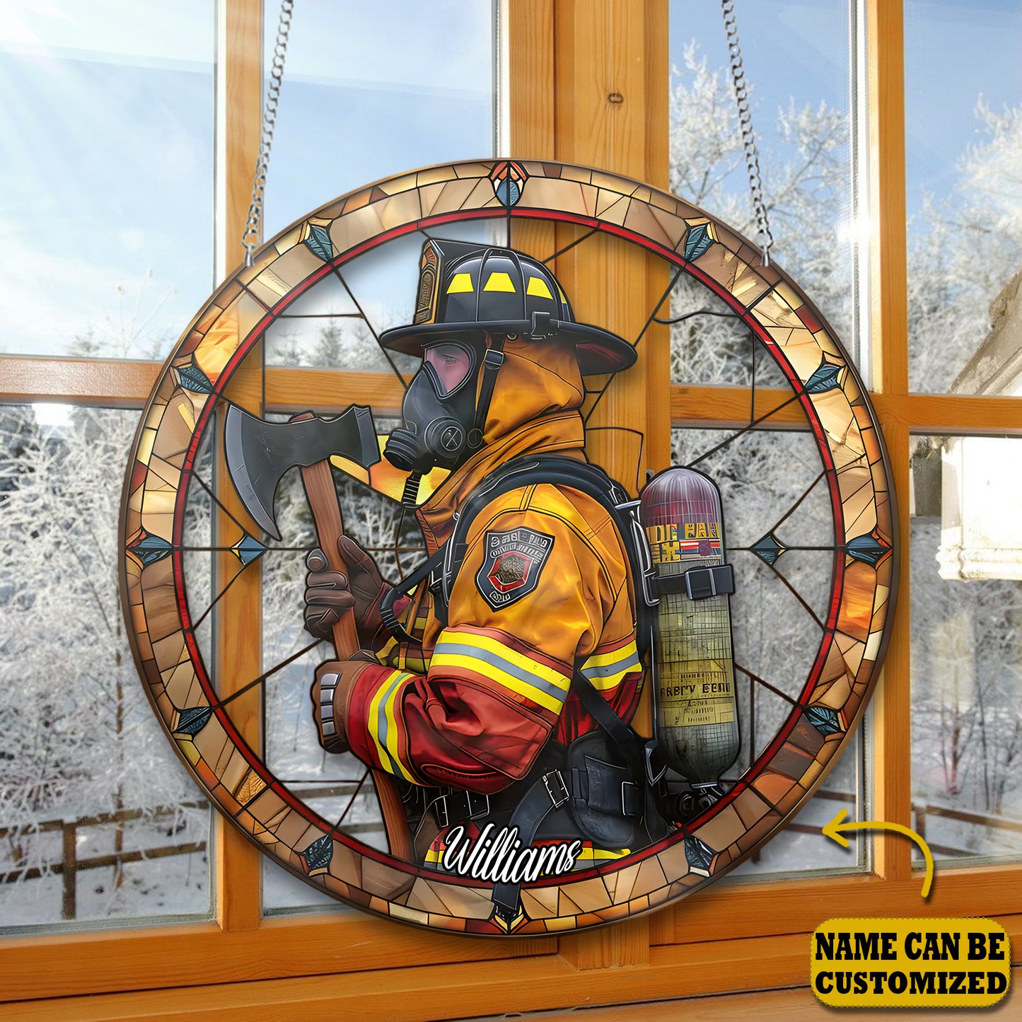 Firefighter Fireman Acrylic Window Hanging