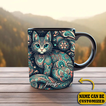 Beautiful Cat Flower Personalized Accent Mug