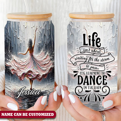 Woman Dance In The Rain Glass Tumbler