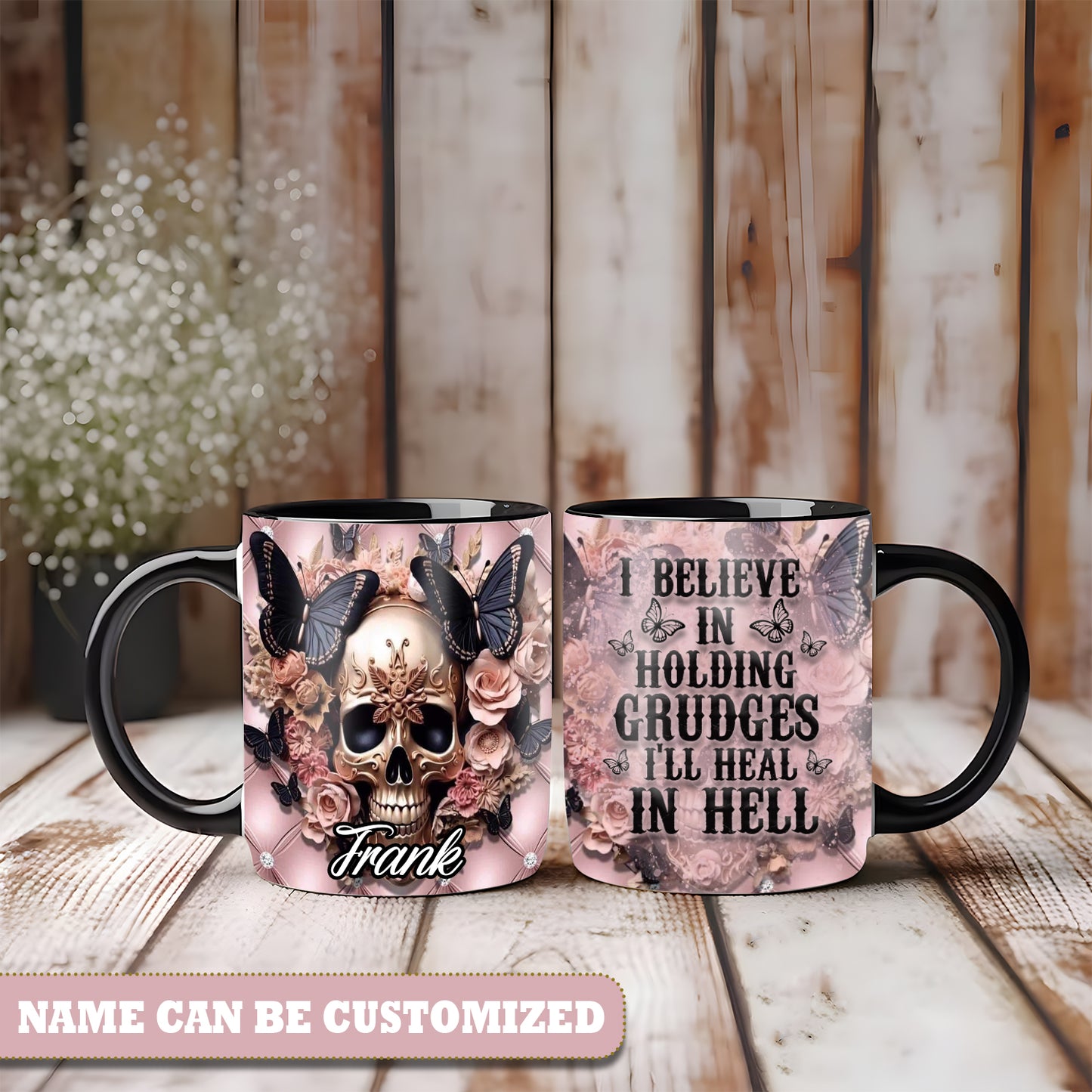 Skull Tattoo Personalized Halloween Accent Mug