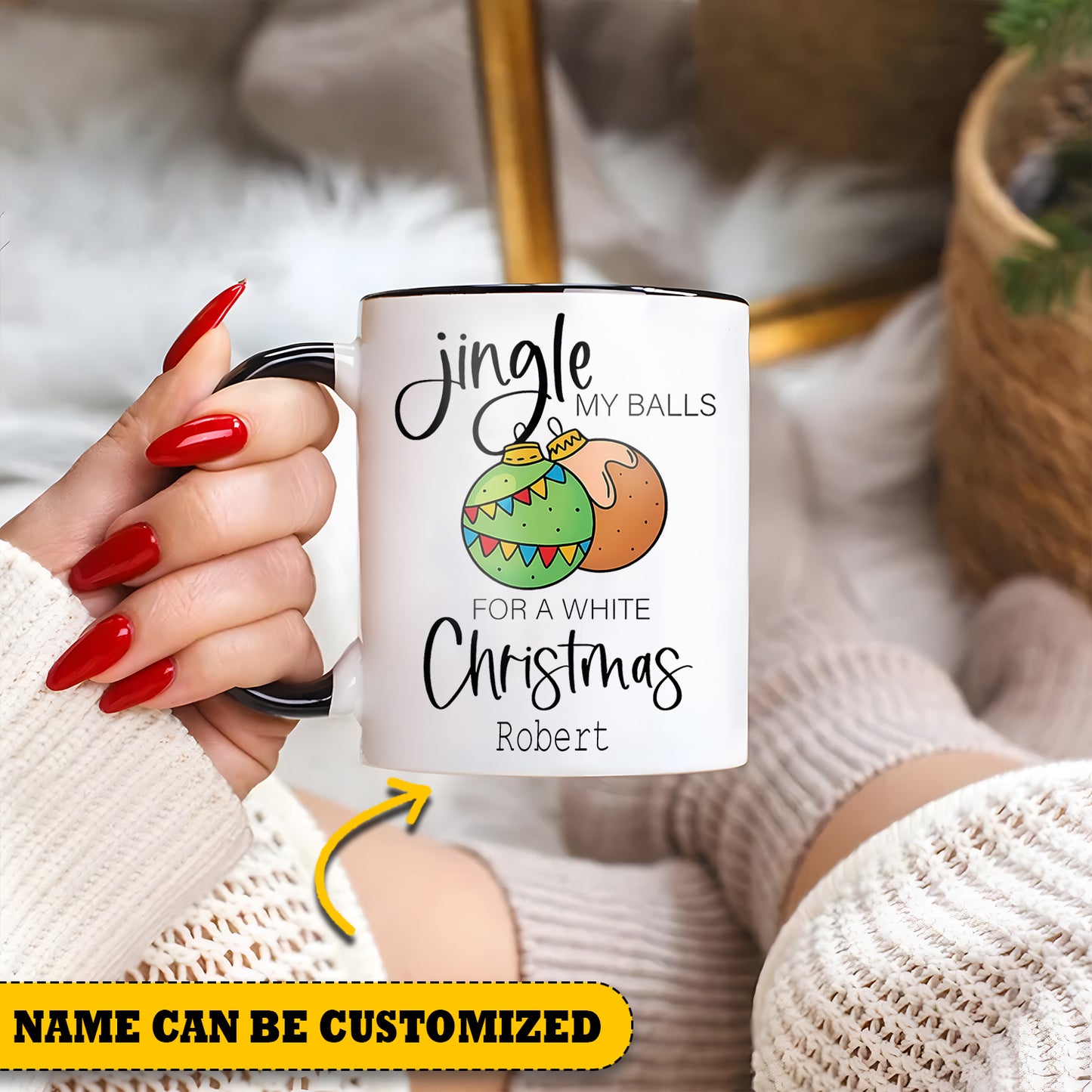 Funny Christmas Jingle My Balls Personalized Accent Mug