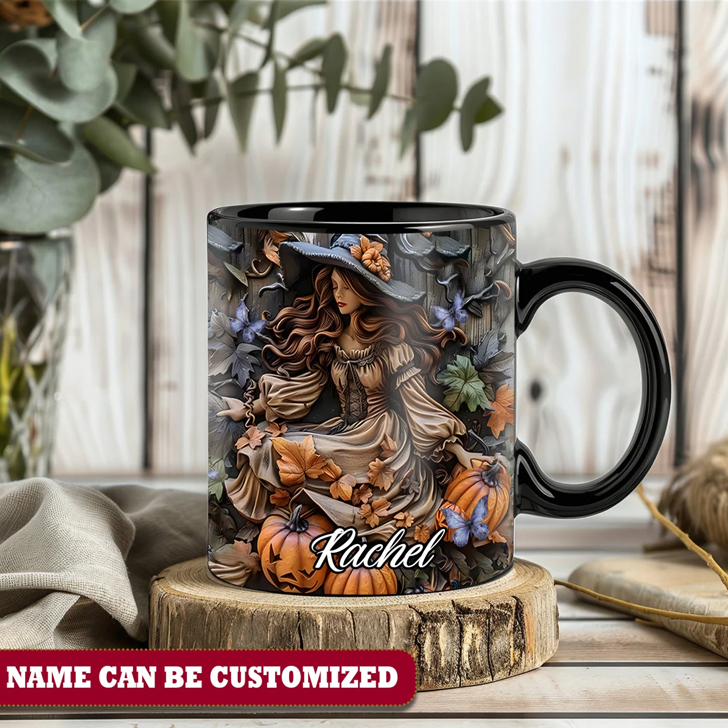 Beautiful Witch Pumpkin Personalized Halloween Accent Mug