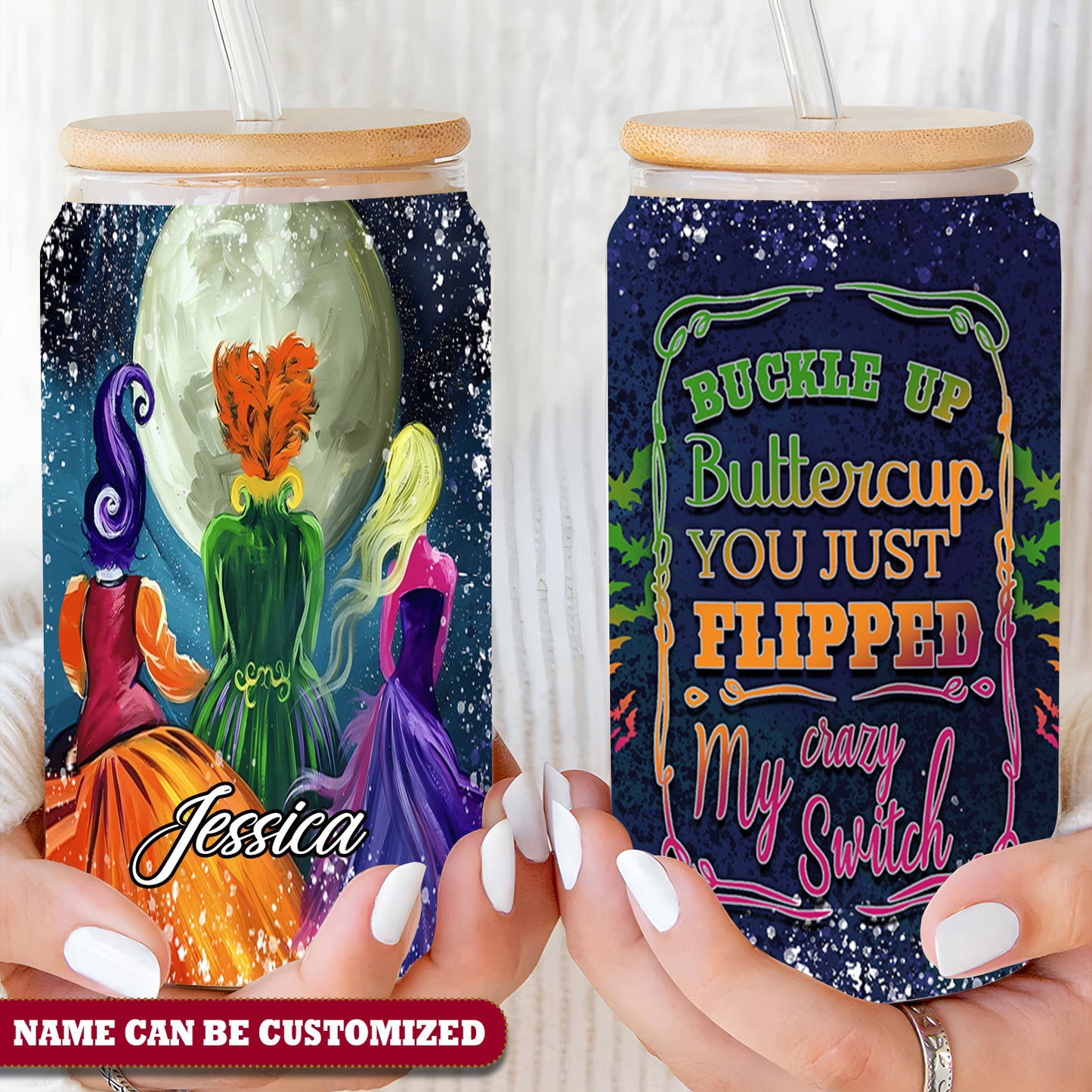 Witch My Crazy Switch Personalized 16Oz Glass Tumbler