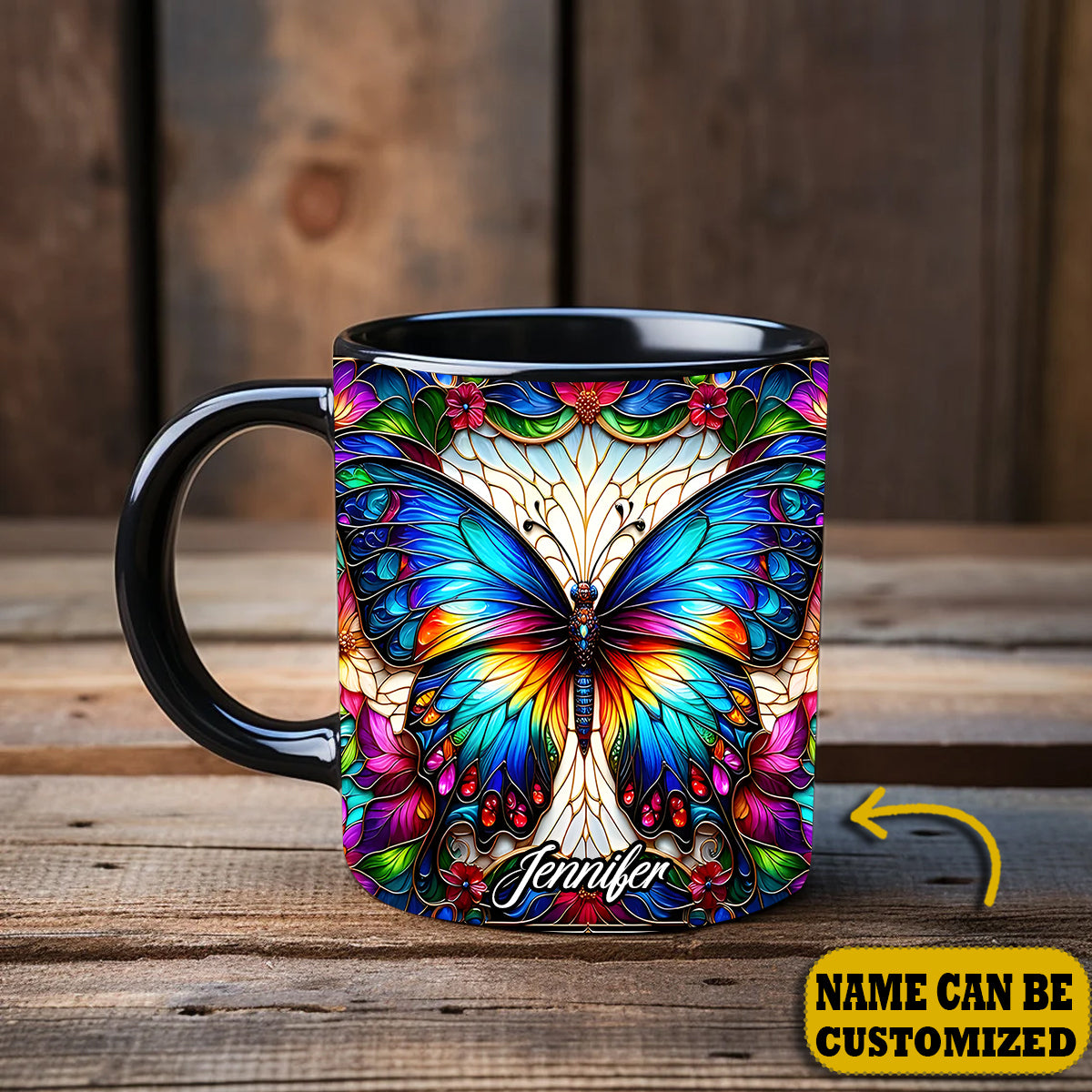 Beautiful Butterfly Flower Personalized Accent Mug