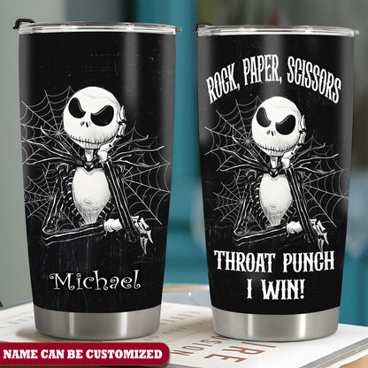 Jack Halloween Rock Paper Scissors Throat Punch I Win Personalized 20Oz Tumbler