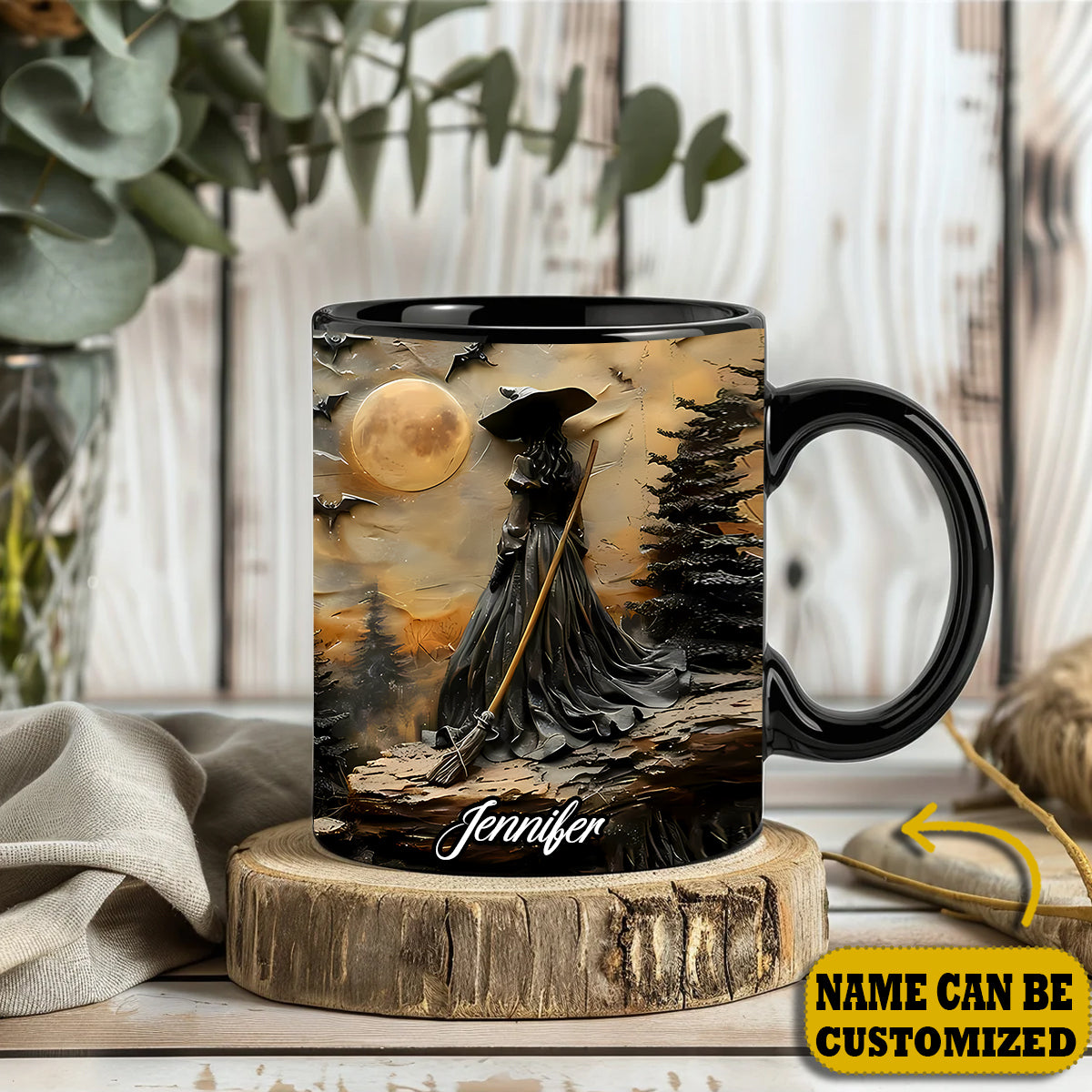 Beautiful Witch Nature Personalized Halloween Accent Mug