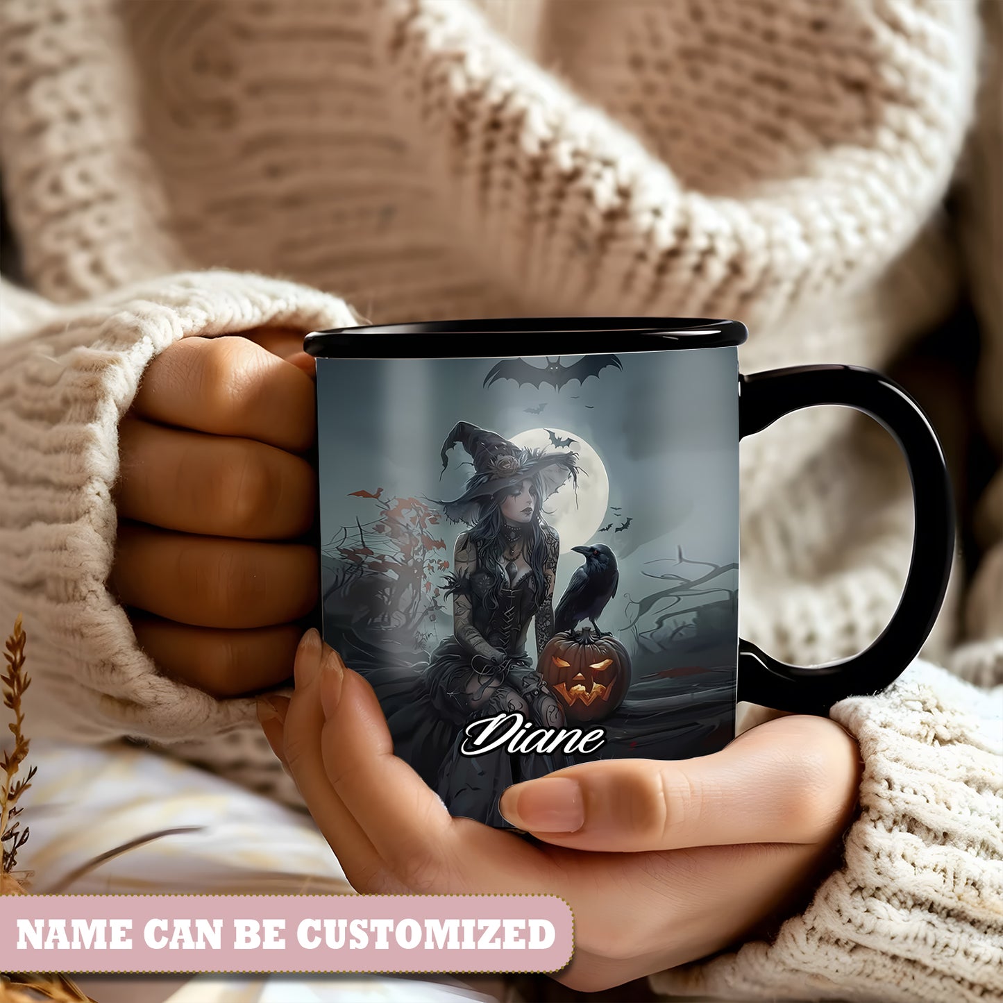 Raven Witch Personalized Halloween Accent Mug