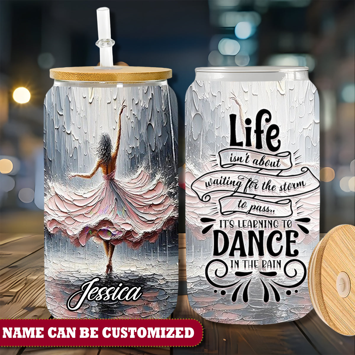 Woman Dance In The Rain Glass Tumbler