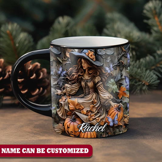 Beautiful Witch Pumpkin Personalized Halloween Accent Mug