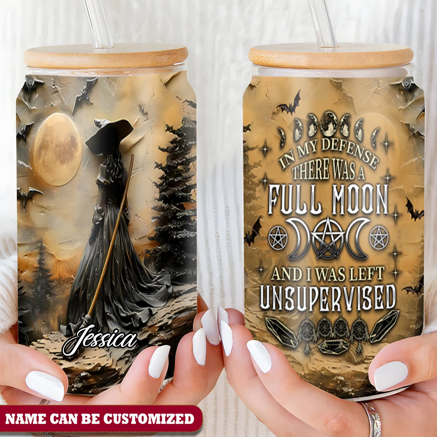 Witch And I Was Left Unsupervised Personalized 16Oz Glass Cup