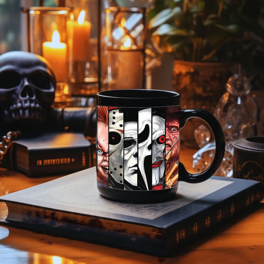 VHS Tape Halloween Movies Nostalgic Black Mug - Character Horror