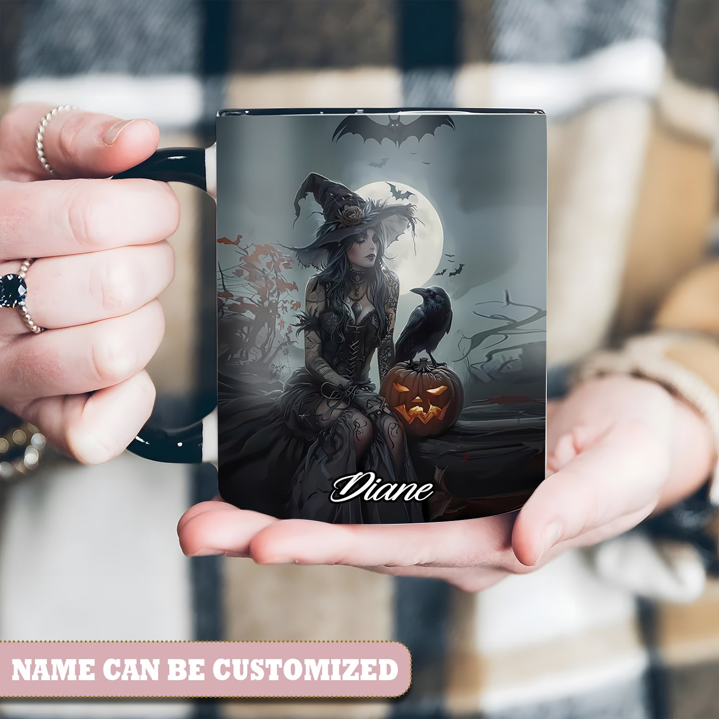 Raven Witch Personalized Halloween Accent Mug