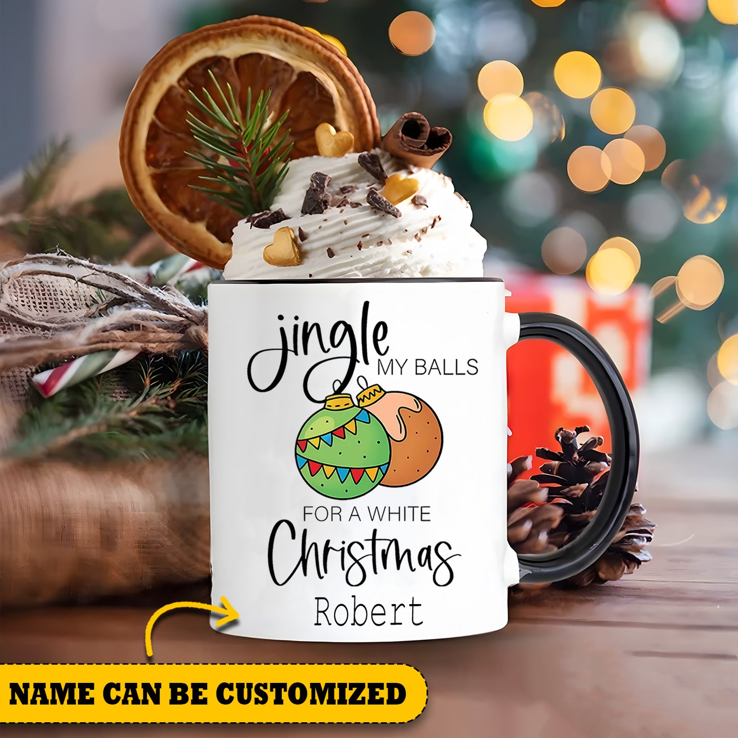 Funny Christmas Jingle My Balls Personalized Accent Mug