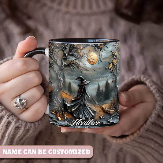 Beautiful Moon Night Witch Personalized Halloween Accent Mug