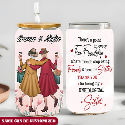 Personalized Beautiful Friendship Sister Glass Cup