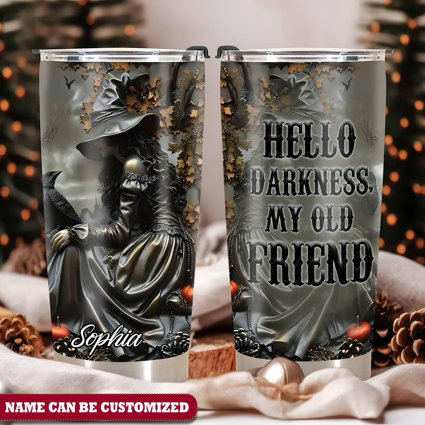 Witch Hello Darkness My Old Friend Personalized 20Oz Tumbler