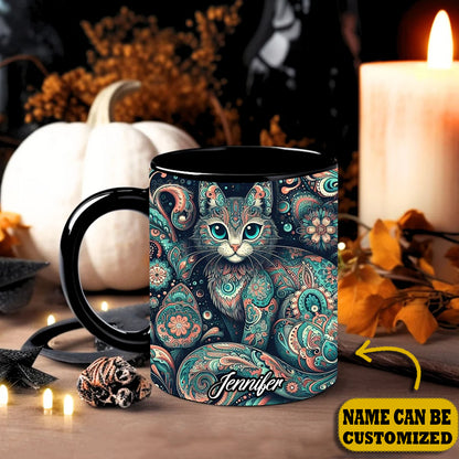 Beautiful Cat Flower Personalized Accent Mug