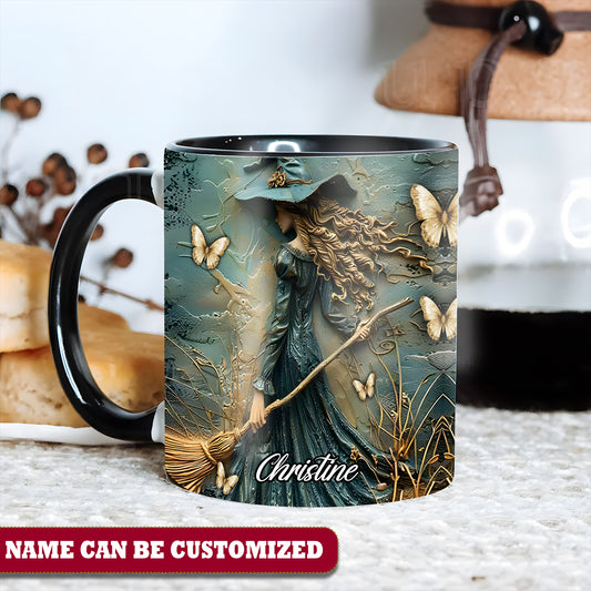 Beautiful Witch Butterfly Personalized Halloween Accent Mug