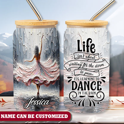 Woman Dance In The Rain Glass Tumbler