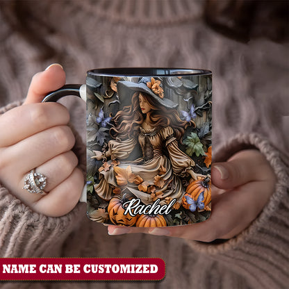 Beautiful Witch Pumpkin Personalized Halloween Accent Mug