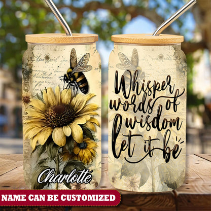 Bee Let Ie Be  Personalized 16Oz Glass Tumbler