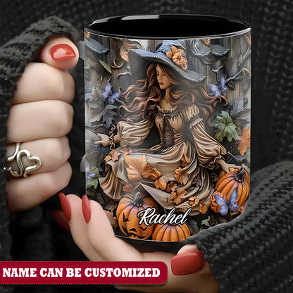 Beautiful Witch Pumpkin Personalized Halloween Accent Mug