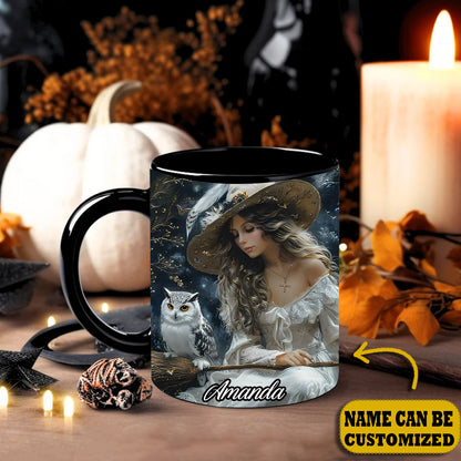 Witch And Owl Personalized Halloween Accent Mug