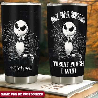 Jack Halloween Rock Paper Scissors Throat Punch I Win Personalized 20Oz Tumbler