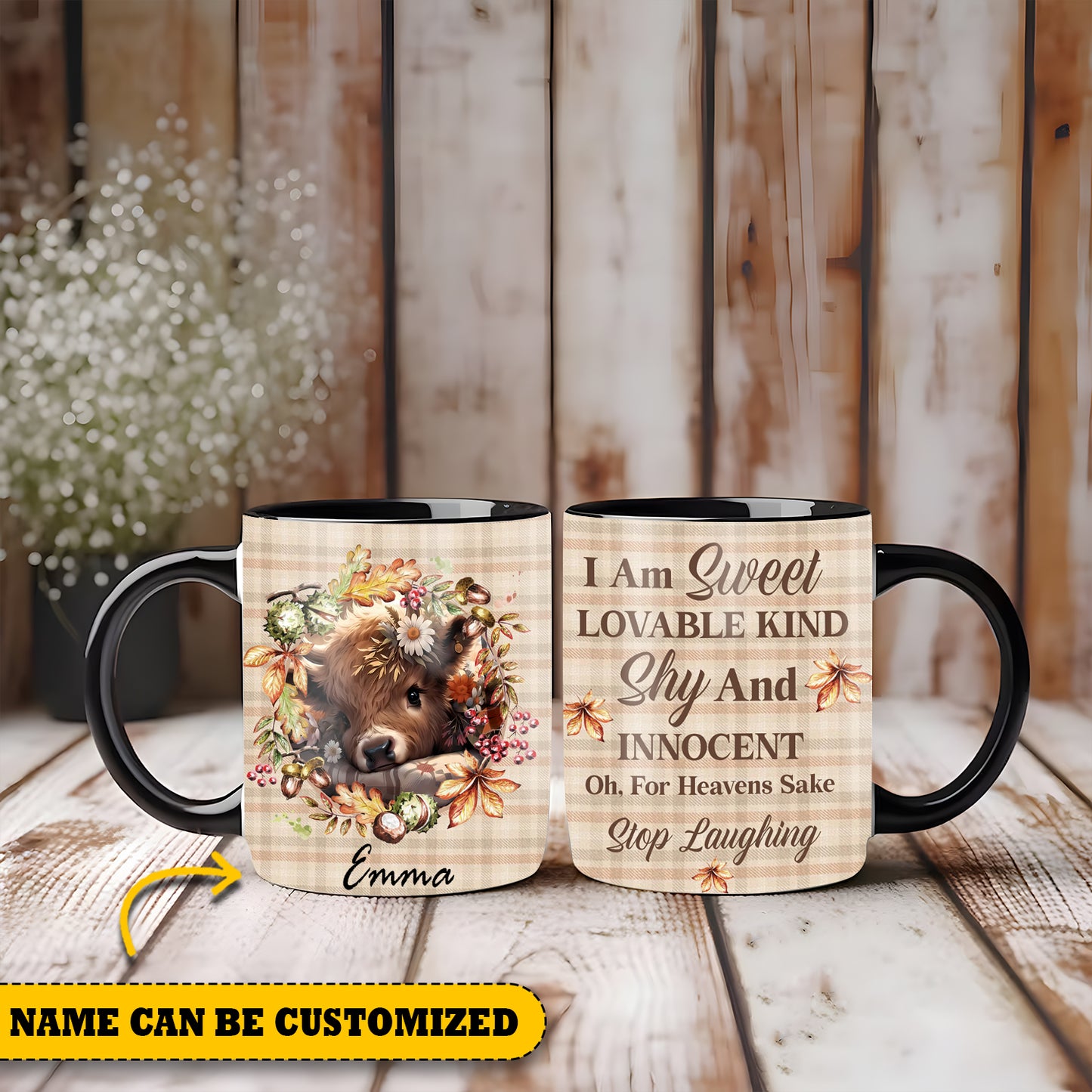 Beautiful Cow Sweet Loveable And Shy Personalized Accent Mug