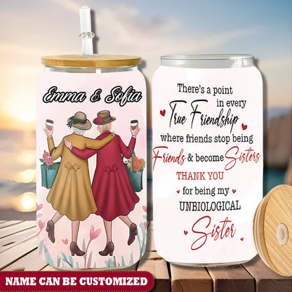 Personalized Beautiful Friendship Sister Glass Cup