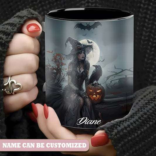 Raven Witch Personalized Halloween Accent Mug