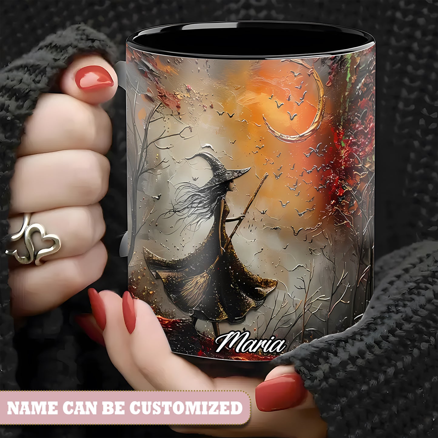 Beautiful Moon Witch Personalized Halloween Accent Mug