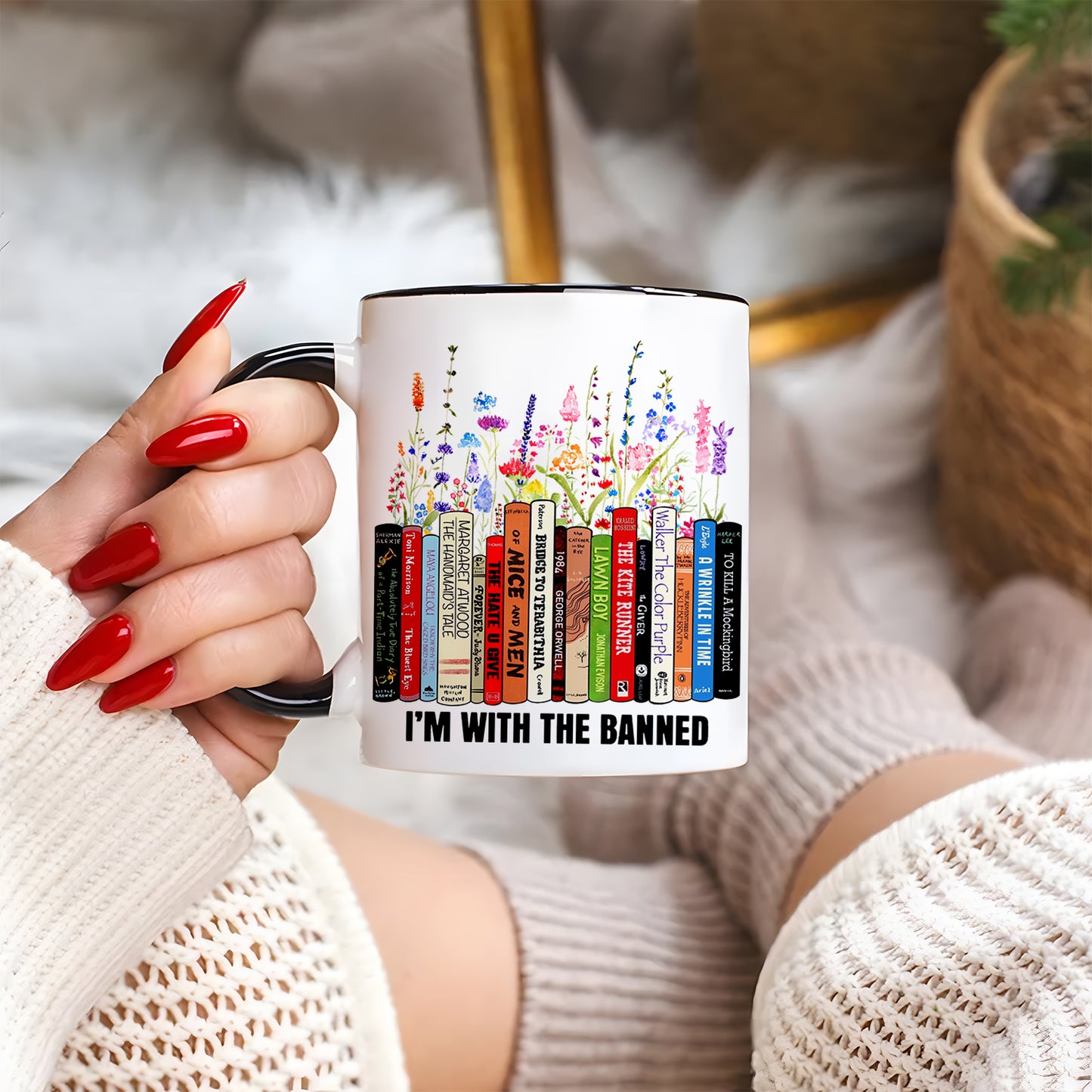 Woman Book I'm With The Banned Accent Mug