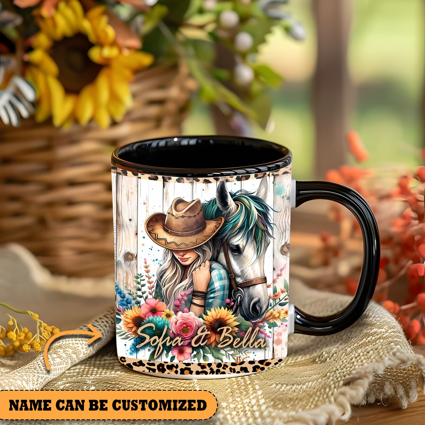 Horse And Cowgirl Personalized Accent Mug