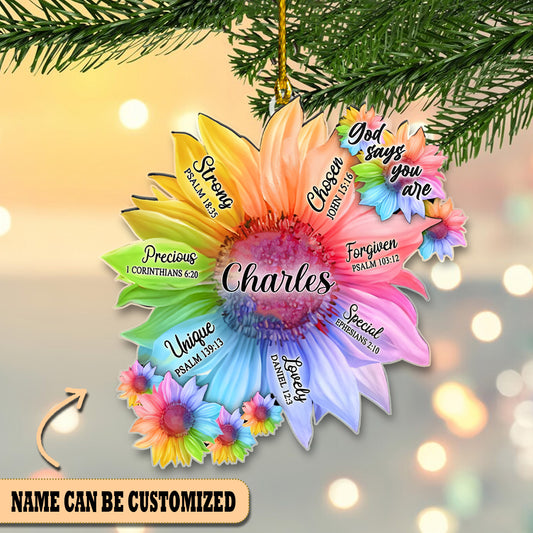 Personalized Sunflower God Say You Are Acrylic Ornament Christmas