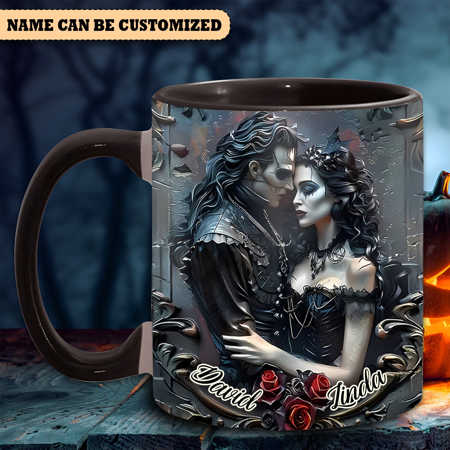 Couple Dark Gothic Personalized Halloween Accent Mug