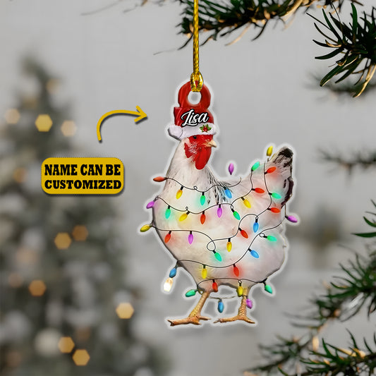 Personalized Chicken Christmas Acrylic Ornament - Gift For Farm Lover's