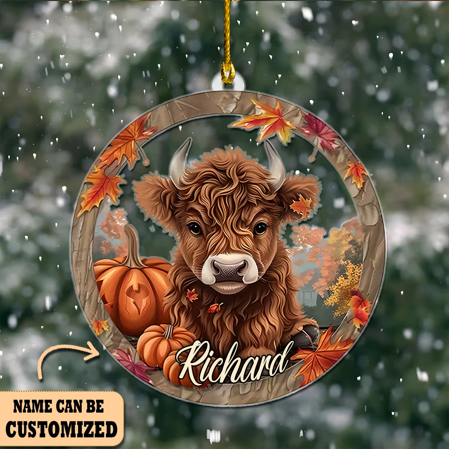 Cow Pumpkin Autumn Acrylic Ornament