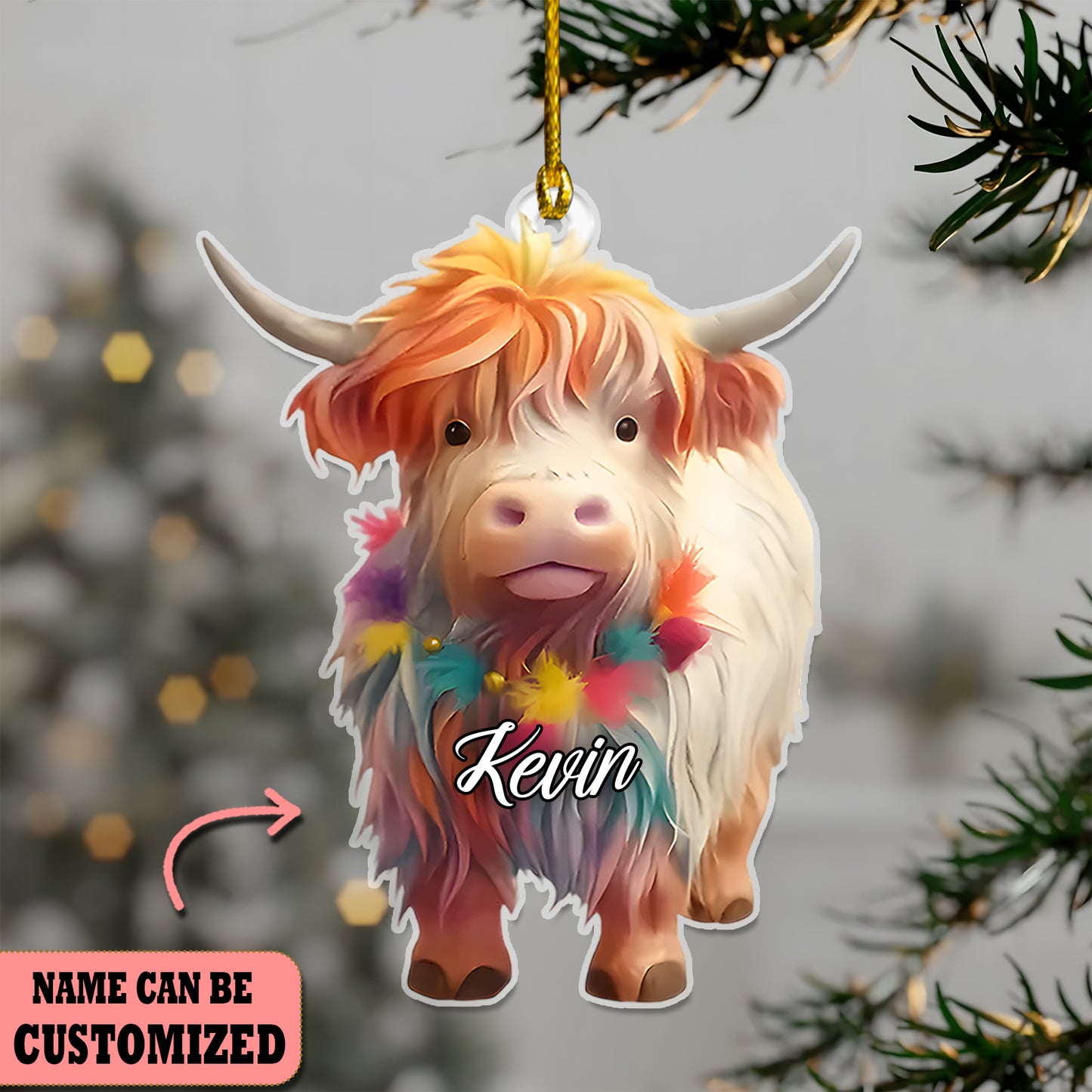 Cow Cute Colorful Acrylic Ornament